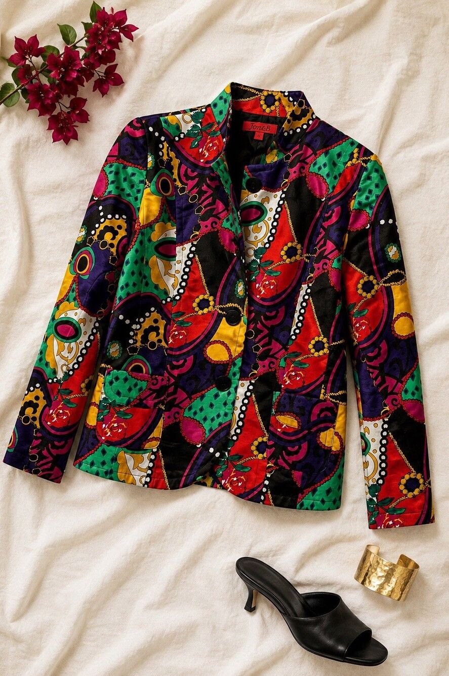 Vintage Joni B Baroque Scarf Print Blazer Small